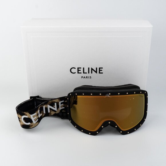Celine CL40196U SKI MASK Men 99C Animal Gold Mirror NEW AUTHENTIC - Picture 2 of 14